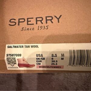 Sperry Saltwater Tan Wool Footwear